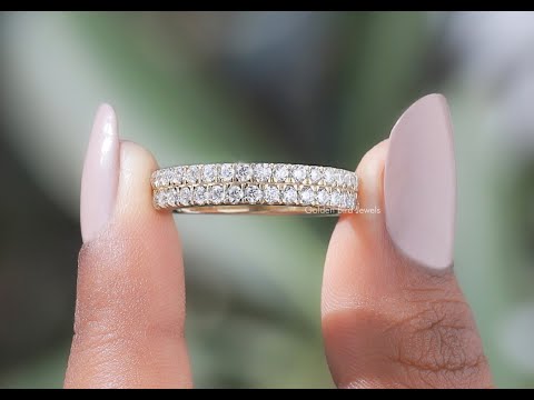 Zweireihiger Eternity-Ring mit Moissanit im Rundschliff