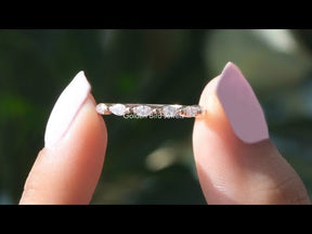 [YouTube Video Of Marquise Cut Half Eternity Dainty Wedding Band]-[Golden Bird Jewels]