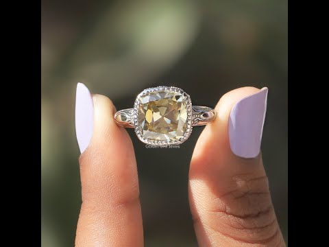 YouTube Video Of Old Mine Cushion Cut Moissanite Engagement Ring