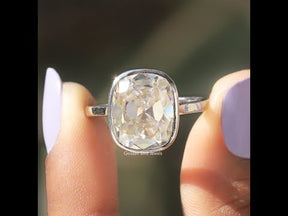 [YouTube Video Of Old Mine Cushion Cut Moissanite Bezel Set Ring]-[Golden Bird Jewels]