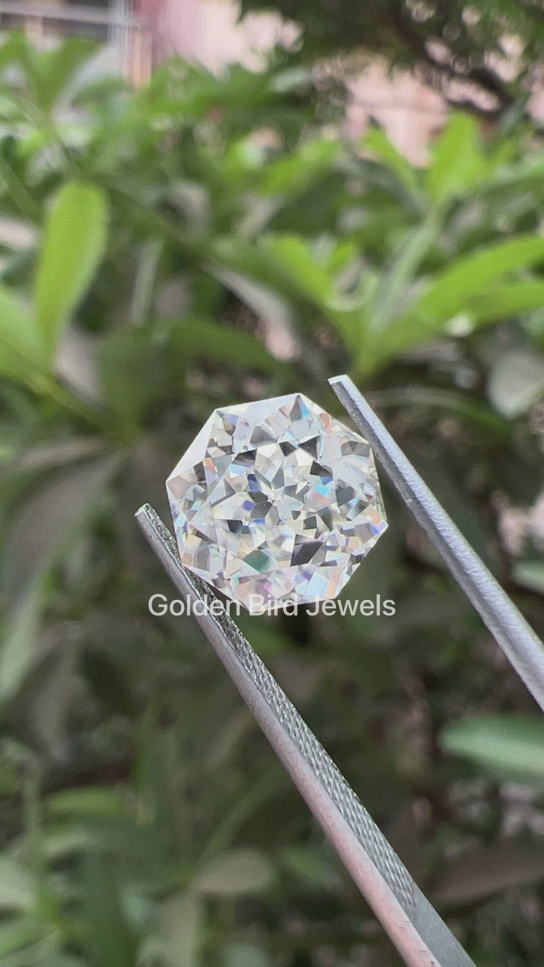 [Video Of Octagon Cut Loose Moissanite]-[Golden Bird Jewels]