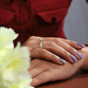 Round Cut Moissanite Bridal Wedding Ring In Yellow Gold