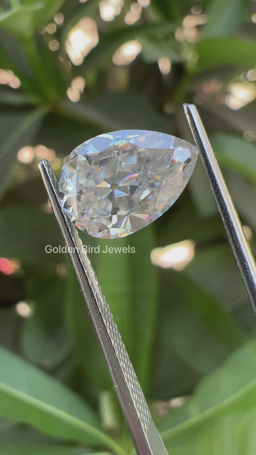 [Video Of Old Mine Pear Cut Loose Moissanite Stone]-[Golden Bird Jewels]