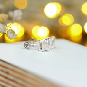 Back view of  moissanite stud earings 
