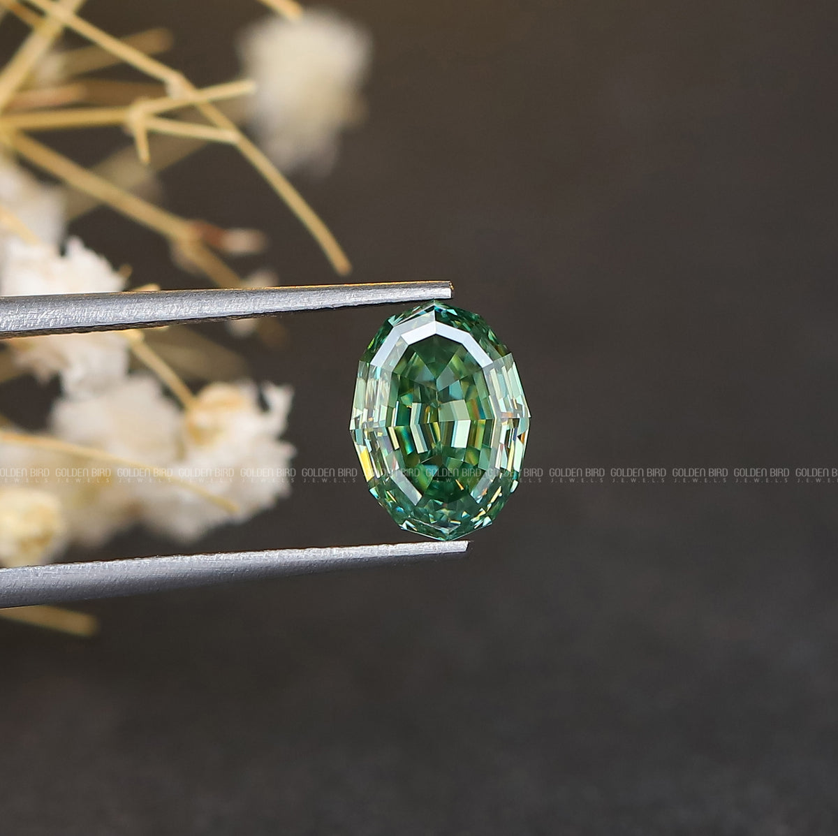 [3.75 Carat step Cut Oval Loose Moissanite]-[Golden Bird Jewels]