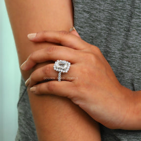 Criss Cut Moissanite Engagement Ring In White Gold