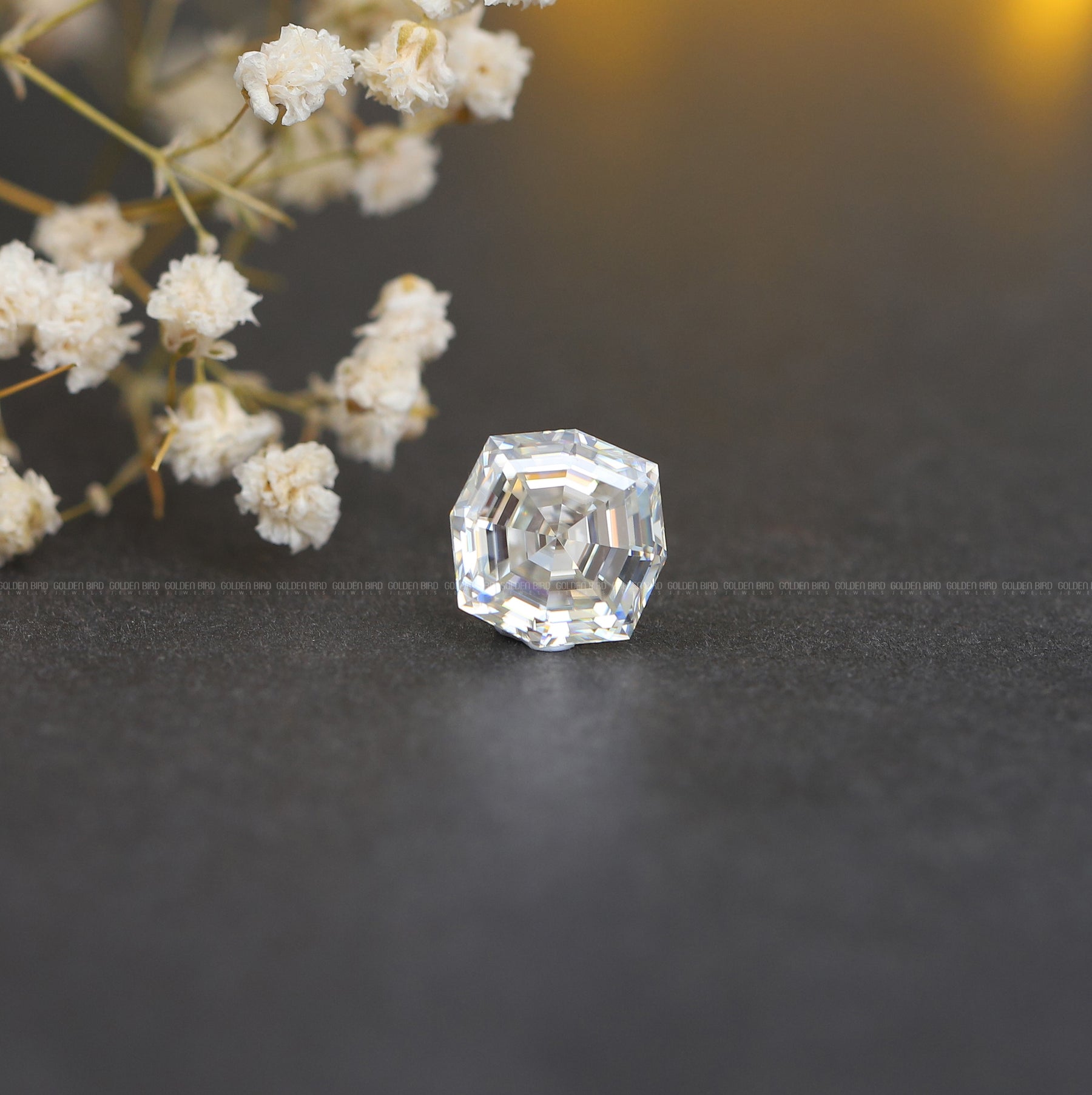 [Colorless Cushion Cut Loose Moissanite]-[Golden Bird Jewels]