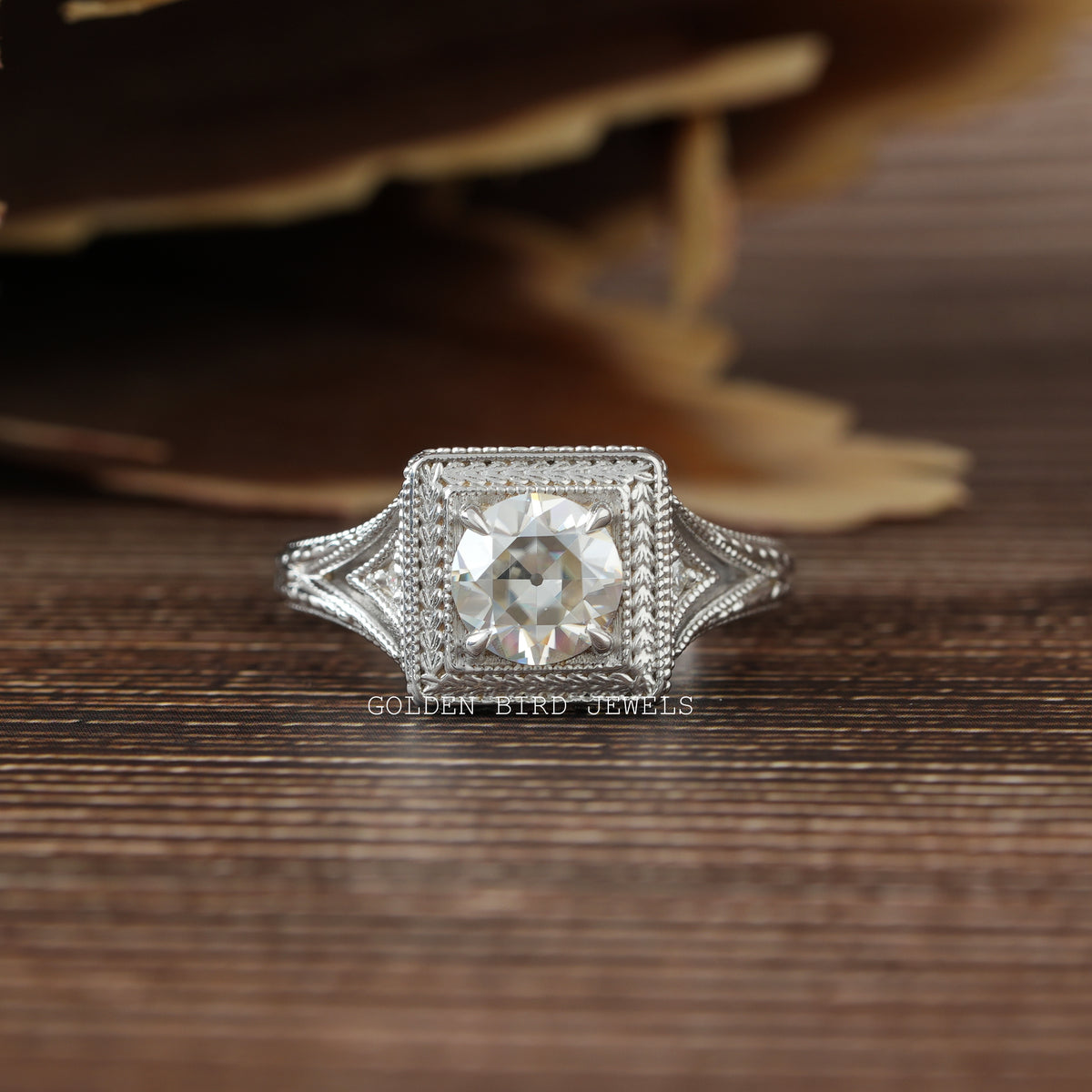 [Old European Round Cut Moissanite Ring]-[Golden Bird Jewels]