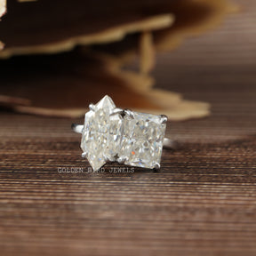 [5.20 CTW Dutch Marquise & Radiant Cut Moissanite Toi Et Moi Ring]-[Golden Bird Jewels]