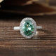 Oval cut  green Moissanite  engagement ring
