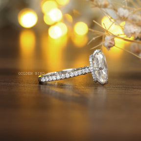 [Cushion Cut Moissanite Solitaire Engagement Ring]-[Golden Bird Jewels]