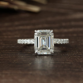 Emerald Cut Moissanite Solitaire Engagement Ring