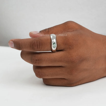 Marquise Moissanite Flush Set Solitaire Engagement Ring