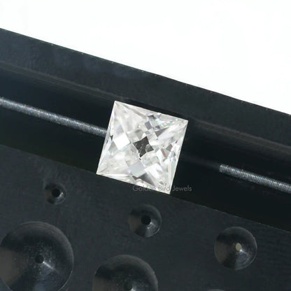 Close view of  Old Mine Emerald Cut Loose Moissanite