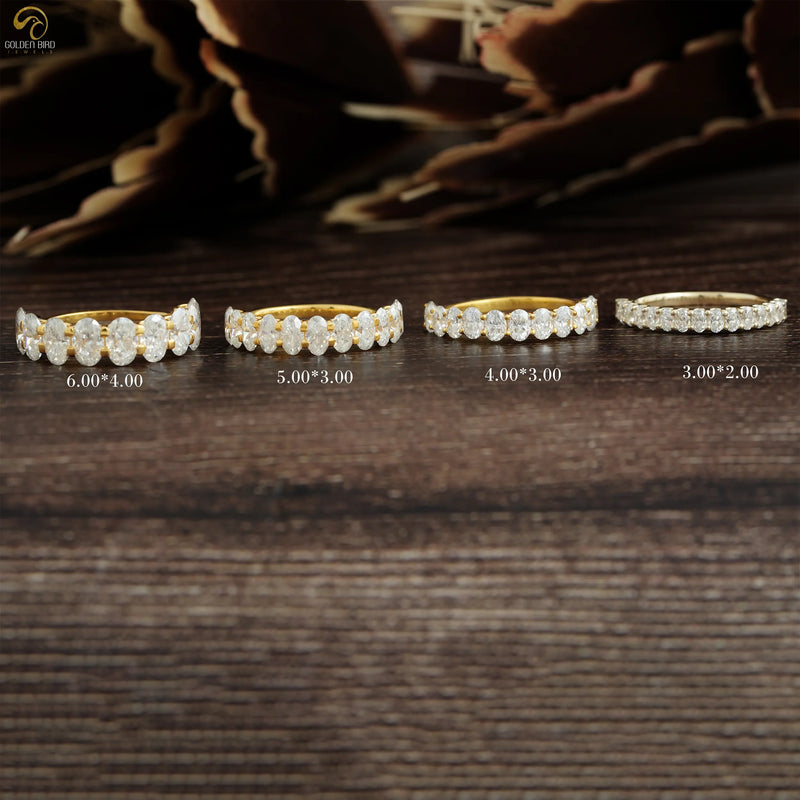 Oval Cut Moissanite Half Eternity Wedding Band