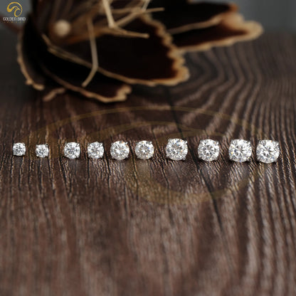 Colorless Multi Carat Round Cut Stud Earrings 
