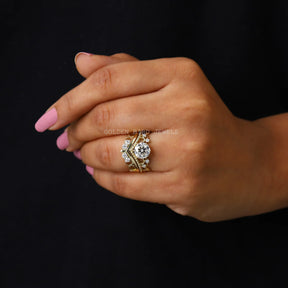   view of the Moissanite engagement ring set for Bridal 