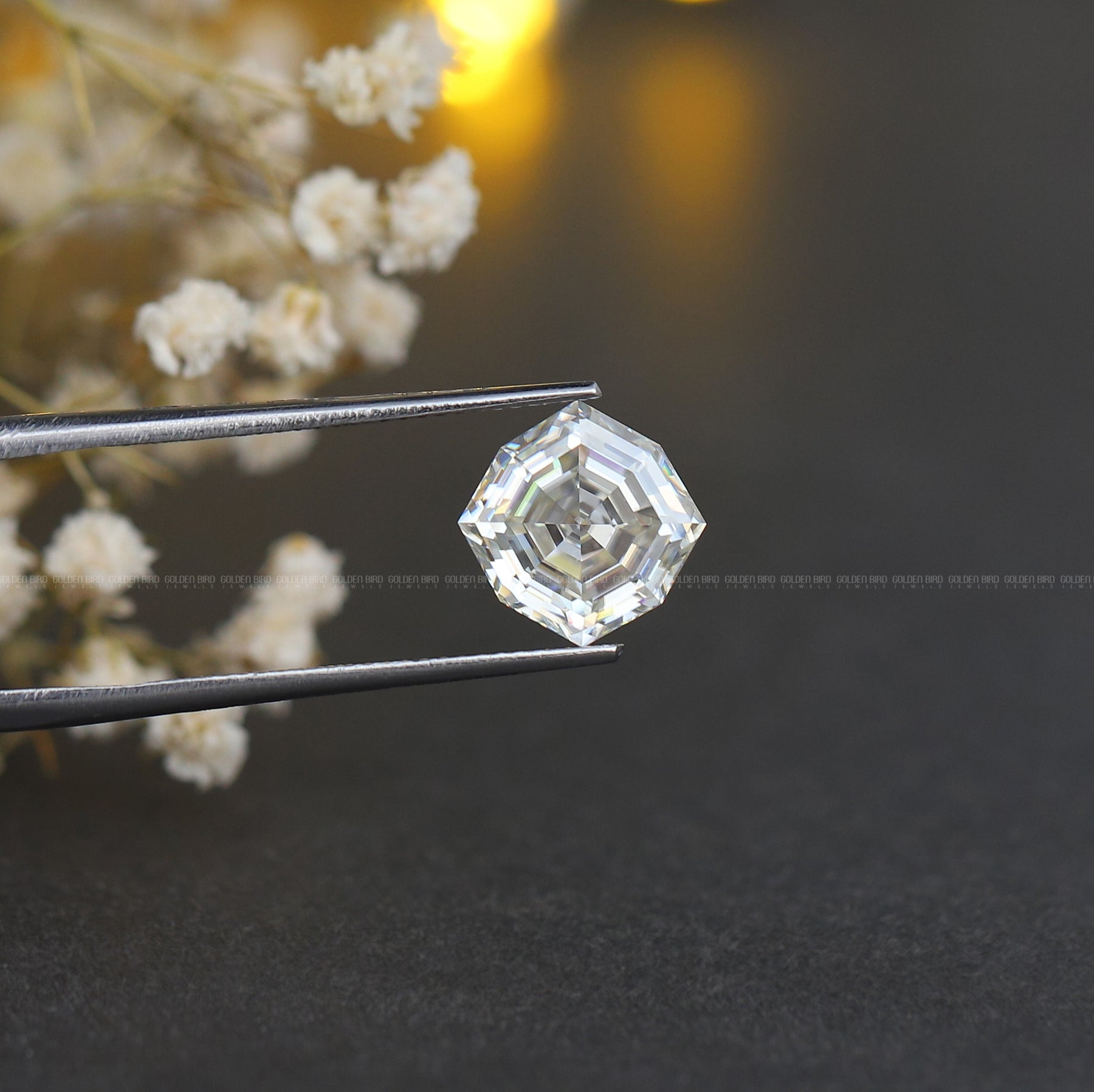 [Colorless Cushion Cut Loose Moissanite]-[Golden Bird Jewels]