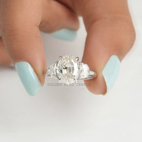 Top view of Three Stone Moissanite Engagement Ring