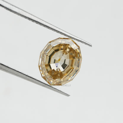 Yellow Step Cut Oval Cut Loose Moissanite