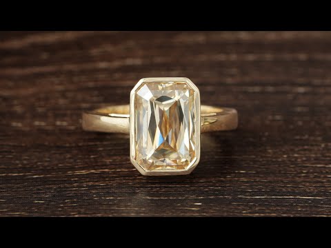 [YouTube Video Of Criss Cut Moissanite Solitaire Engagement Ring]-[Golden Bird Jewels]