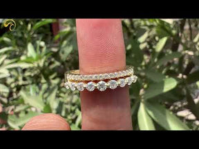 Youtube Video Round Cut Moissanite Double Row Half Eternity Wedding Band