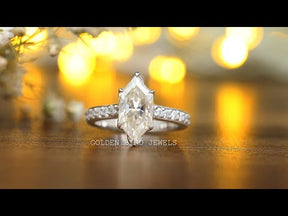 Youtube video of marquise moissanite ring  in side round diamonds 