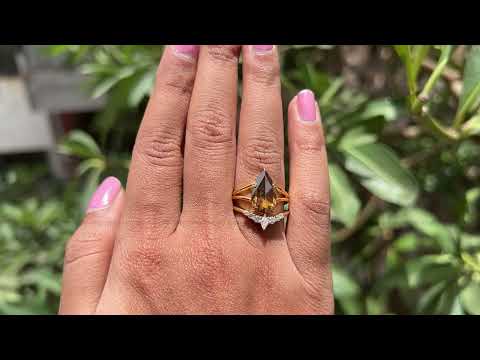 Rose Cut Pear Moissanite Vintage Curved Ring Set