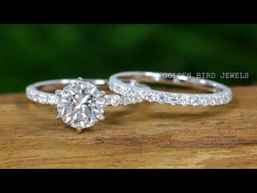 [YouTube Video Of Round Cut Moissanite Engagement Ring Set]-[Golden Bird Jewels]